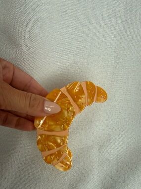 Amber Croissant-Shaped Resin Hair Clip